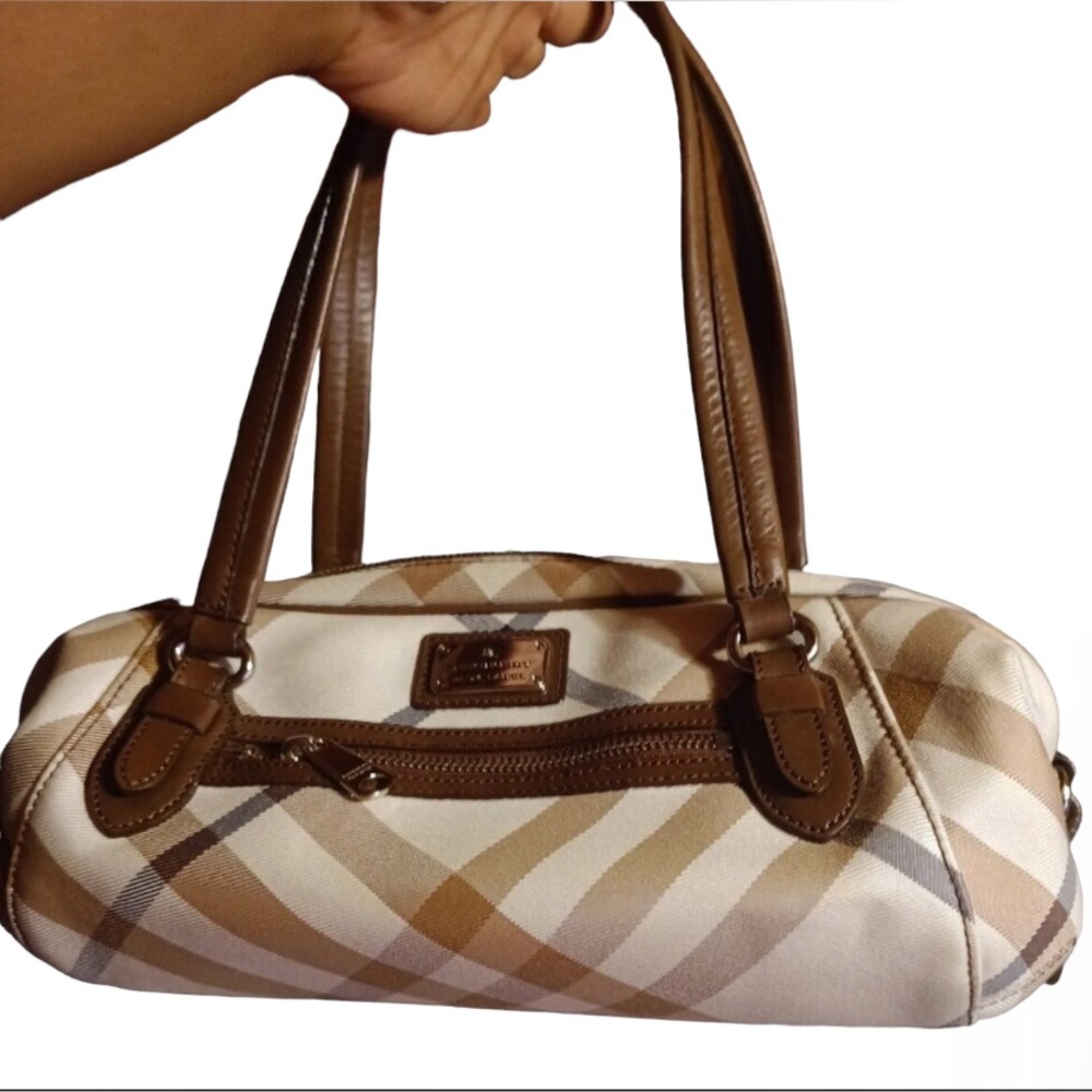 Burberry White and Brown Shoulder Bag